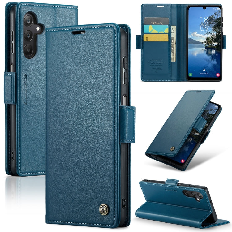 For Samsung Galaxy A25 5G Leather Case - RFID, Butterfly Buckle, Card Slot, Stand - Litchi Texture