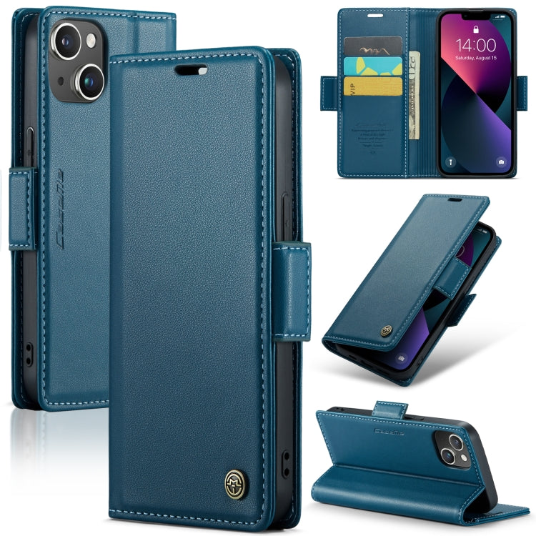 For iPhone 13 Leather Case - RFID, Butterfly Buckle, Card Slot, Litchi Texture