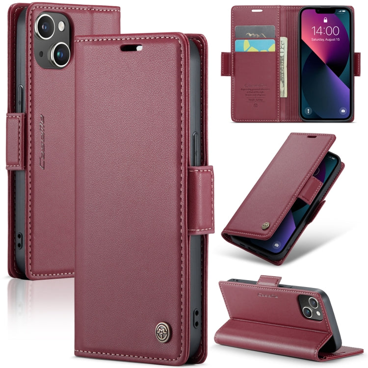 iPhone 13 mini Case - RFID, Butterfly Buckle, Card Slot, Litchi Leather