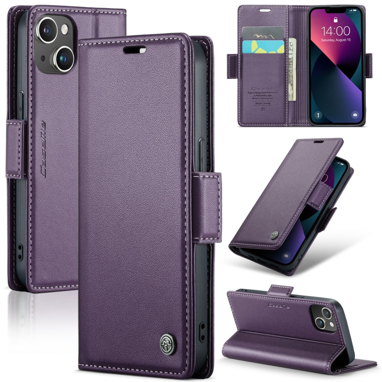 iPhone 13 mini Case - RFID, Butterfly Buckle, Card Slot, Litchi Leather