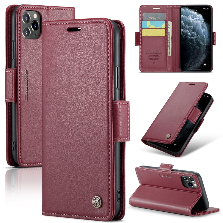 For iPhone 11 Pro Leather Case - RFID Anti-Theft, Butterfly Buckle, Litchi Texture, Card Slot