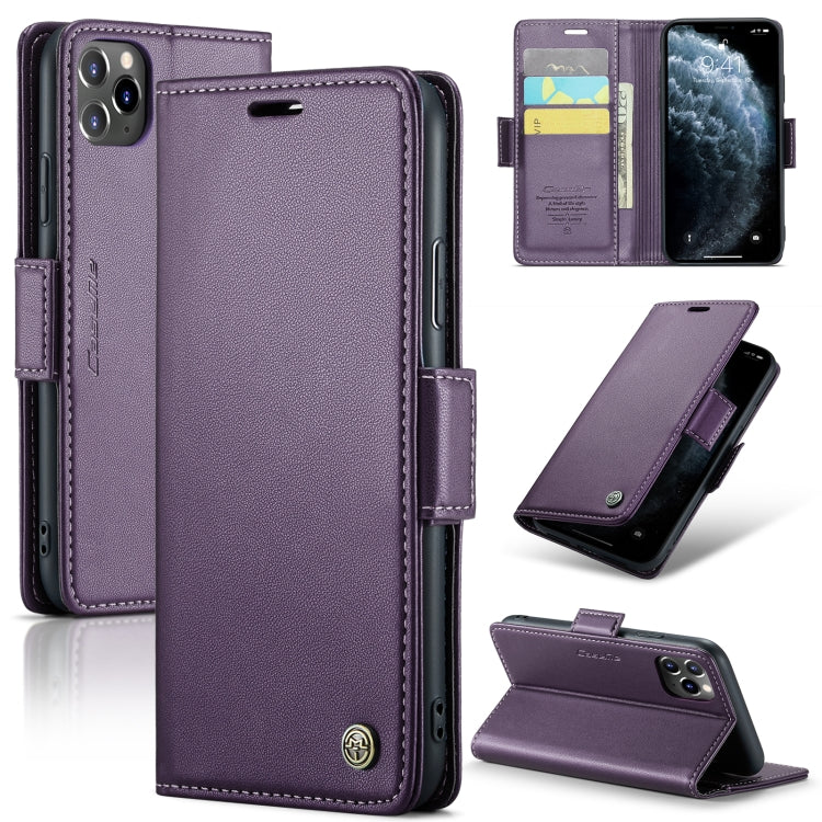 For iPhone 11 Pro Leather Case - RFID Anti-Theft, Butterfly Buckle, Litchi Texture, Card Slot