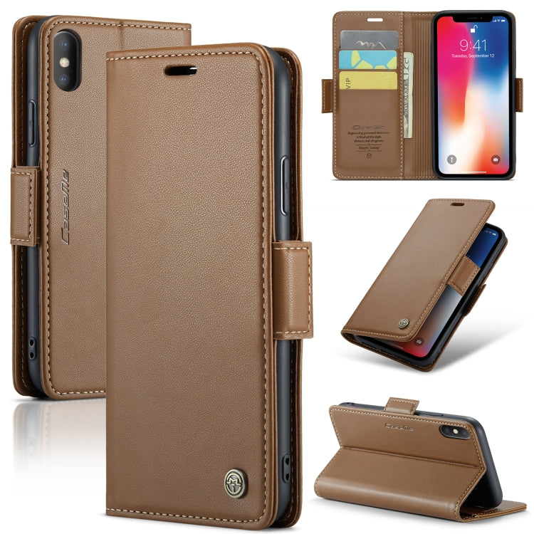 For iPhone XS Leather Case - RFID Anti-Theft, Butterfly Buckle, Litchi Texture, Card Slot