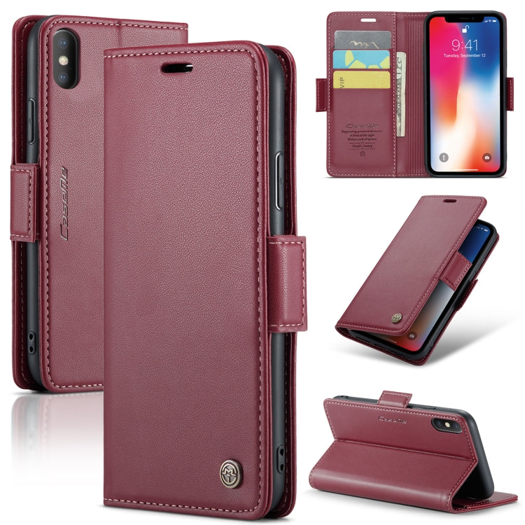For iPhone XS Leather Case - RFID Anti-Theft, Butterfly Buckle, Litchi Texture, Card Slot