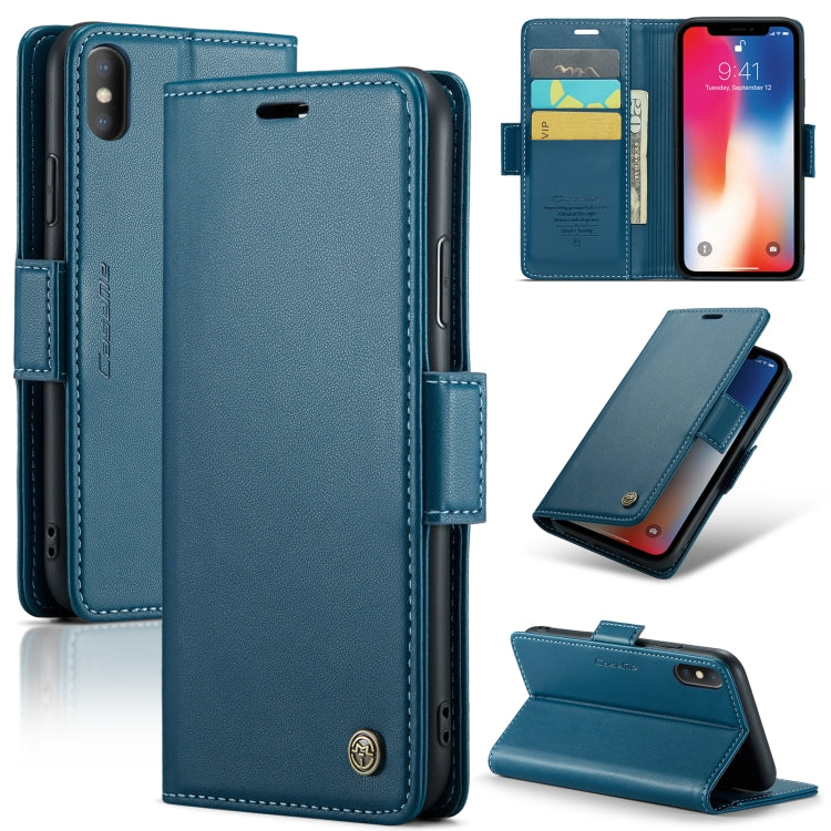 For iPhone XS Leather Case - RFID Anti-Theft, Butterfly Buckle, Litchi Texture, Card Slot