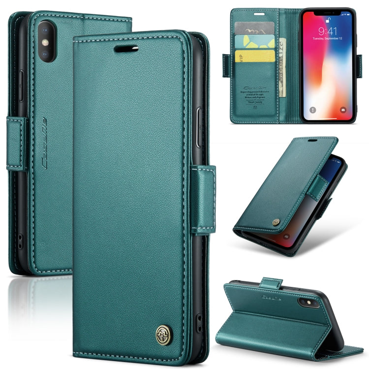 For iPhone XS Leather Case - RFID Anti-Theft, Butterfly Buckle, Litchi Texture, Card Slot