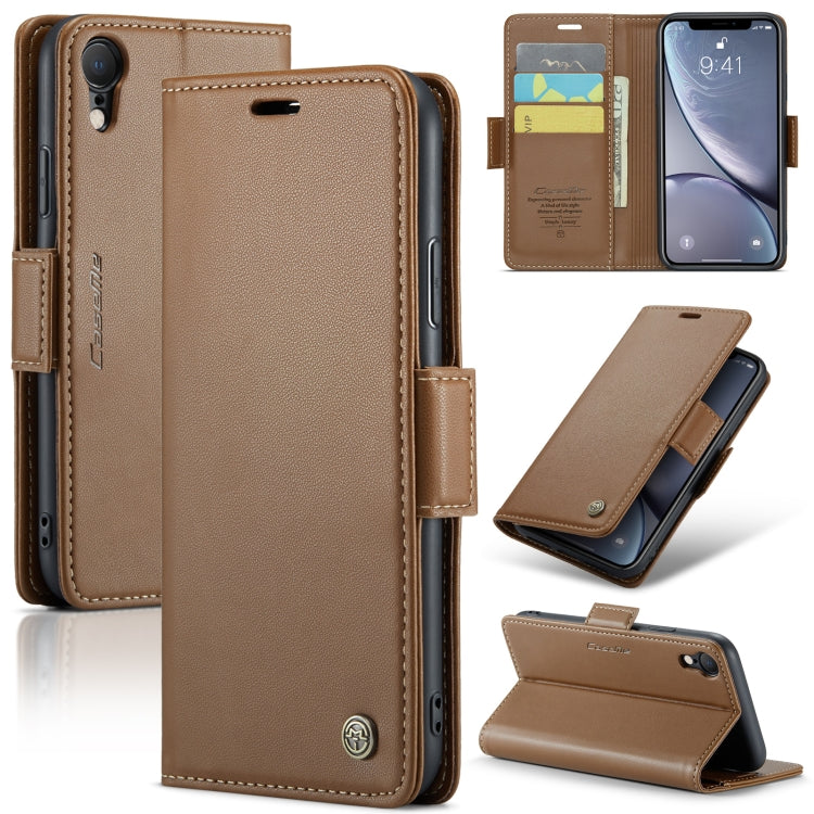 For iPhone XR Leather Case - RFID Anti-Theft, Butterfly Buckle, Litchi Texture, Card Slot