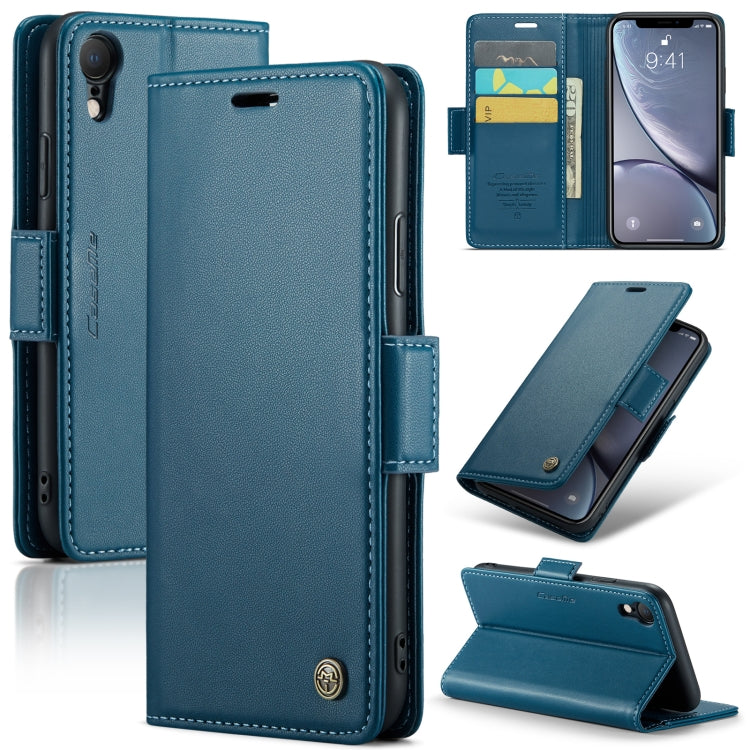 For iPhone XR Leather Case - RFID Anti-Theft, Butterfly Buckle, Litchi Texture, Card Slot