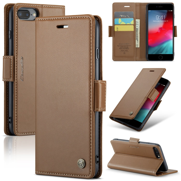 For iPhone 6 Plus/7 Plus/8 Plus Leather Case - RFID Anti-Theft, Butterfly Buckle, Litchi Texture, Card Slot