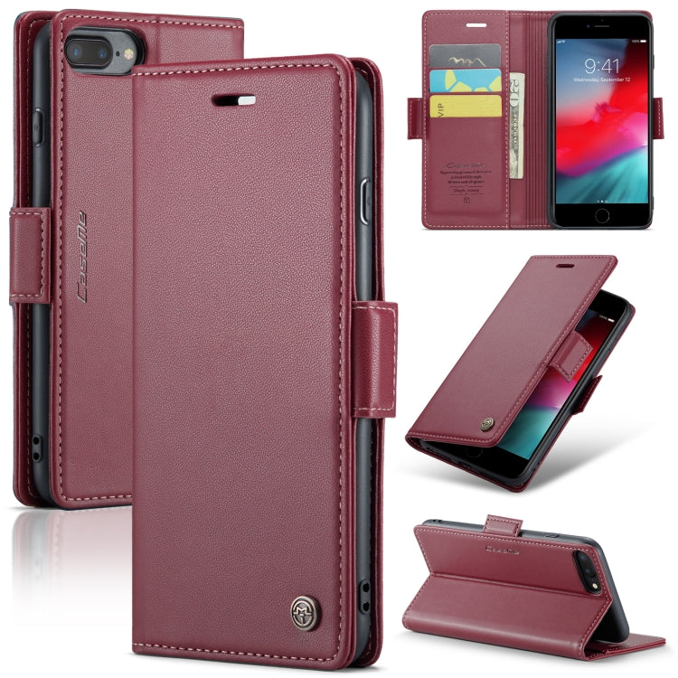 For iPhone 6 Plus/7 Plus/8 Plus Leather Case - RFID Anti-Theft, Butterfly Buckle, Litchi Texture, Card Slot