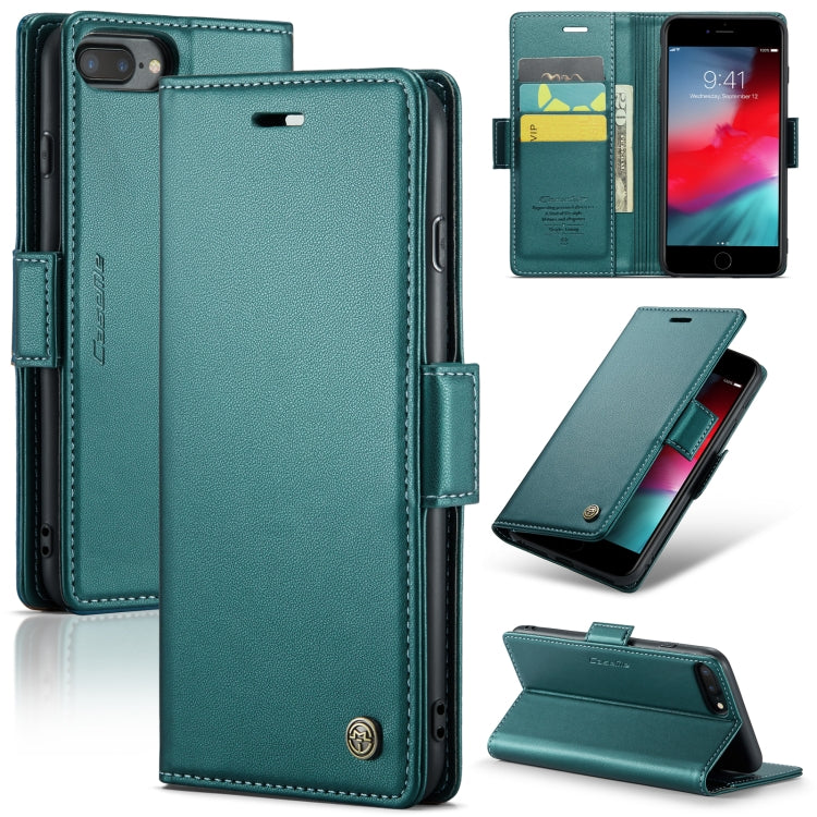 For iPhone 6 Plus/7 Plus/8 Plus Leather Case - RFID Anti-Theft, Butterfly Buckle, Litchi Texture, Card Slot