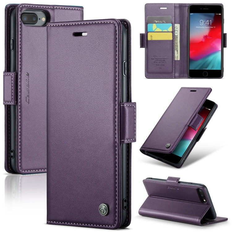 For iPhone 6 Plus/7 Plus/8 Plus Leather Case - RFID Anti-Theft, Butterfly Buckle, Litchi Texture, Card Slot