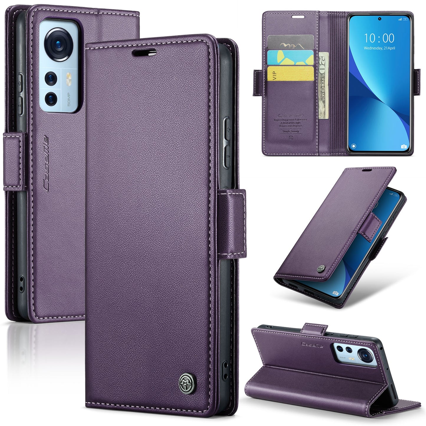 For Xiaomi 12 / 12X / 12S Leather Case - RFID Anti-Theft, Litchi Texture, Wallet & Stand Design