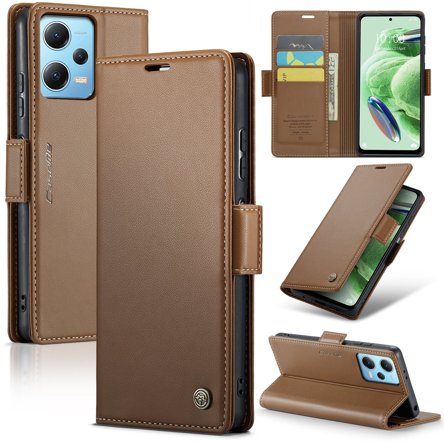 For Xiaomi Poco X5 5G Leather Case - RFID Anti-Theft, Litchi Texture, Wallet & Stand Design