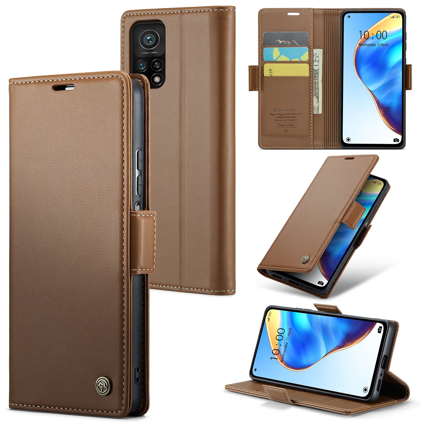 Xiaomi Mi 10T 5G/10T Pro 5G Leather Case - RFID Anti-Theft, Litchi Texture, Wallet & Stand Design