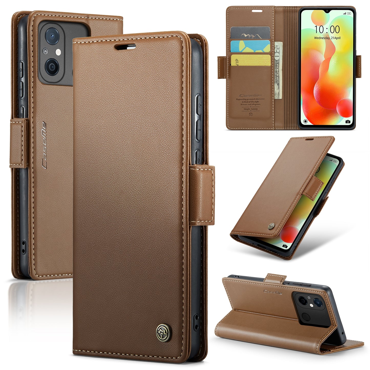 For Xiaomi Redmi 11A / 12C Leather Case - RFID Anti-Theft, Litchi Texture, Wallet & Stand Design
