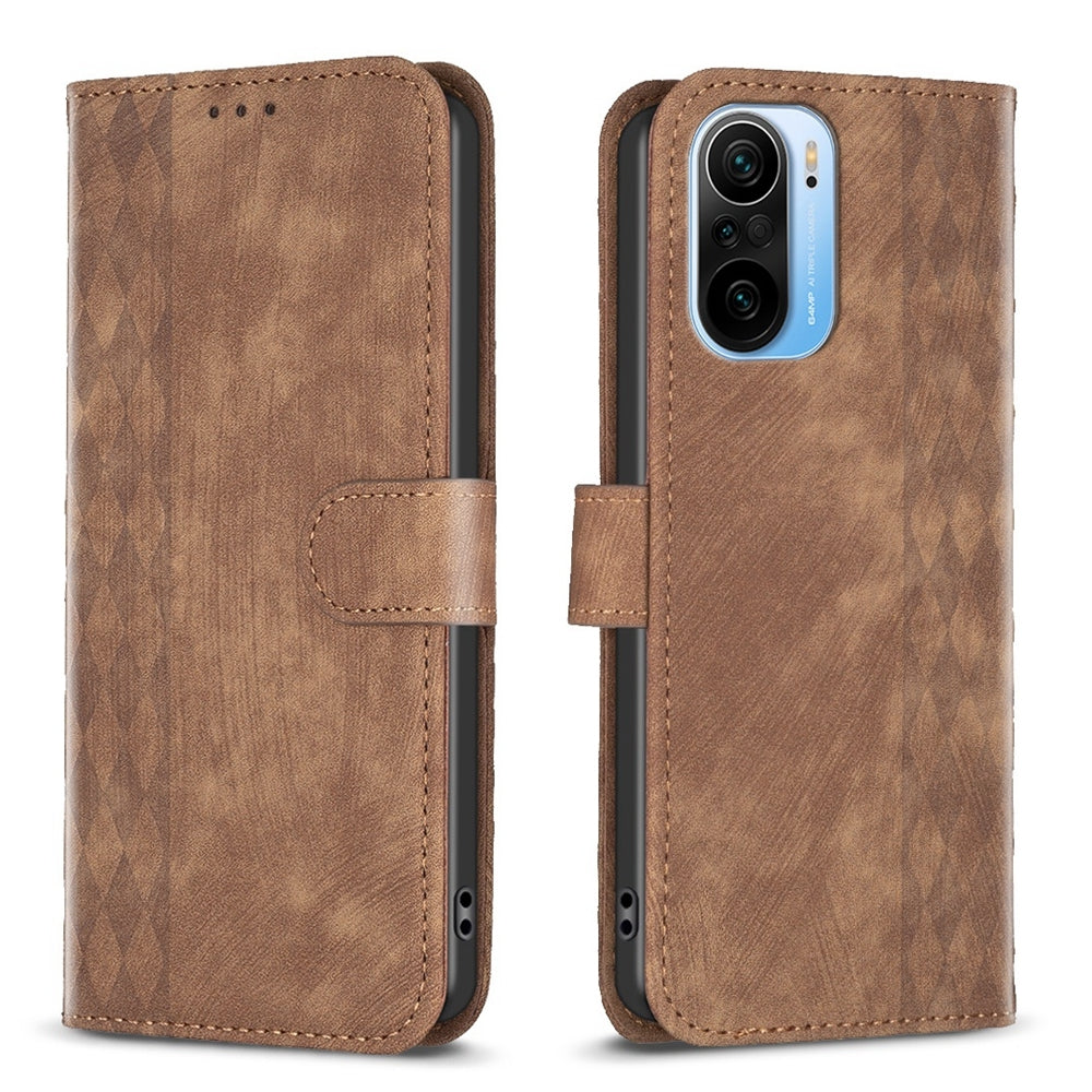 For Xiaomi 11i Case - Embossed Plaid Leather Wallet Cover with Card Slots, Kickstand, and 360 degree Protection