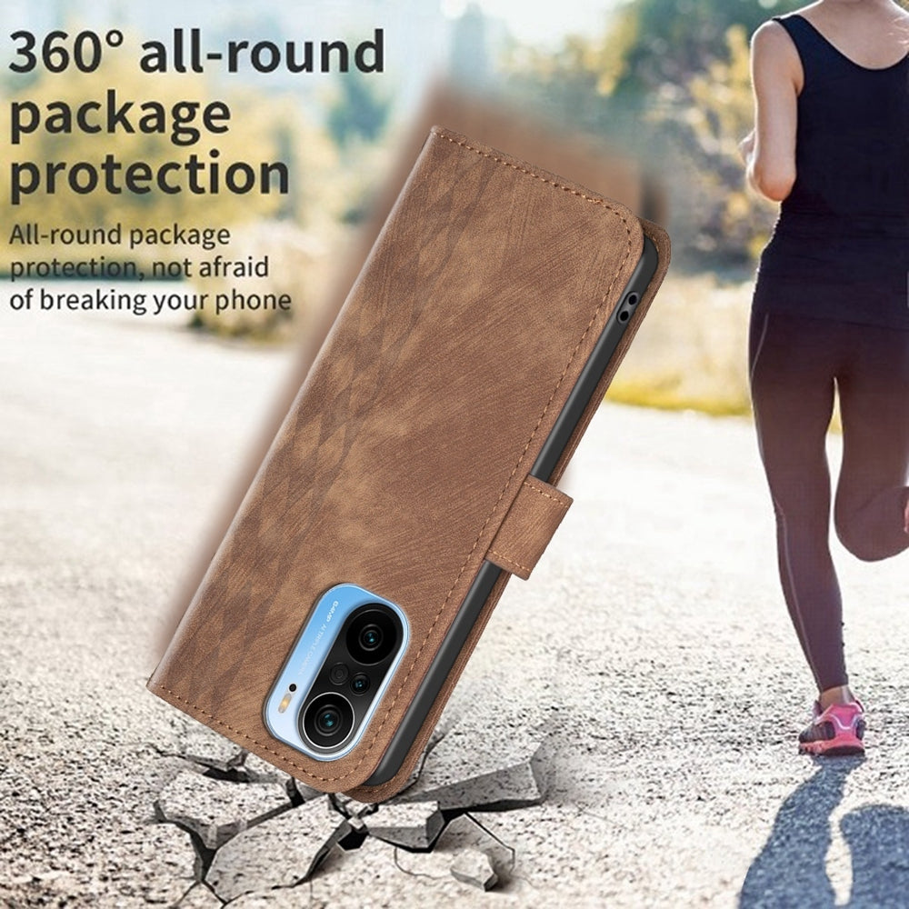 For Xiaomi 11i Case - Embossed Plaid Leather Wallet Cover with Card Slots, Kickstand, and 360 degree Protection