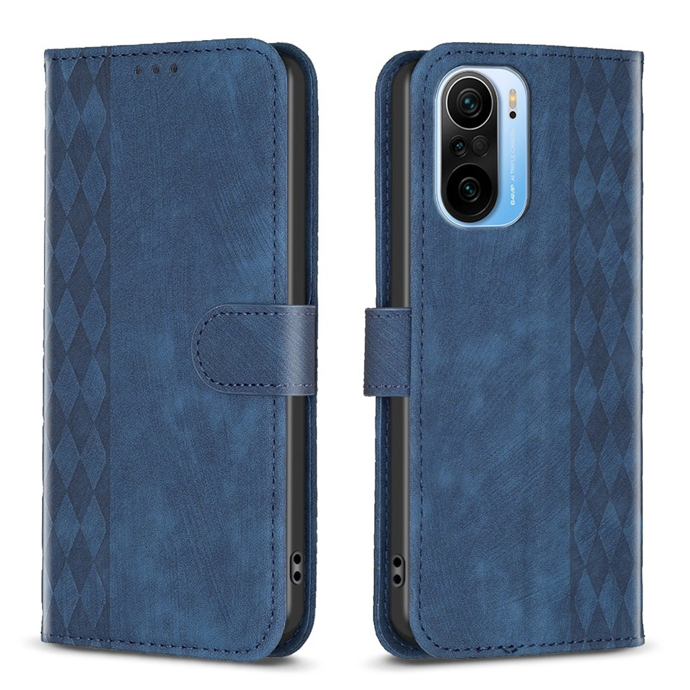 For Xiaomi 11i Case - Embossed Plaid Leather Wallet Cover with Card Slots, Kickstand, and 360 degree Protection