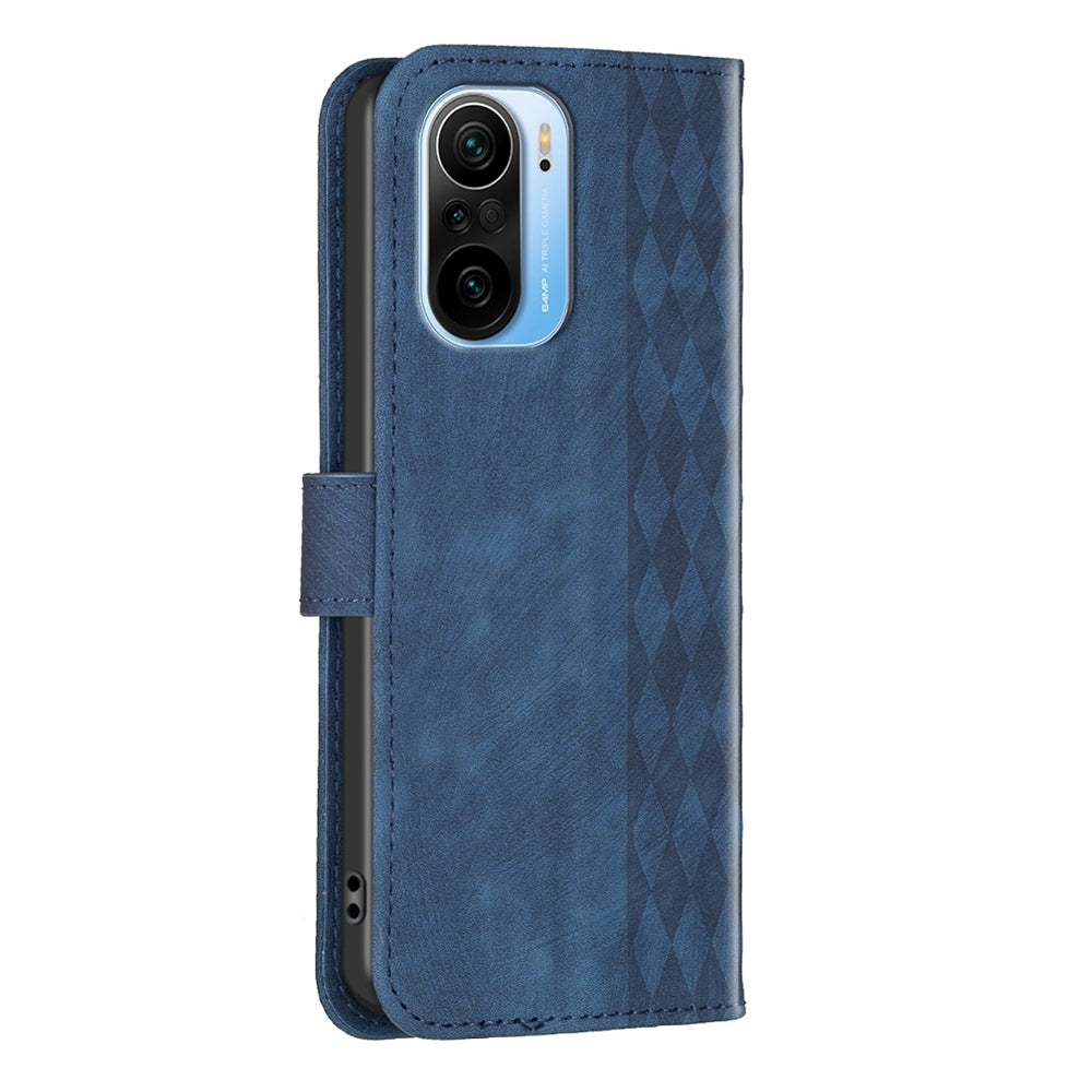 For Xiaomi 11i Case - Embossed Plaid Leather Wallet Cover with Card Slots, Kickstand, and 360 degree Protection