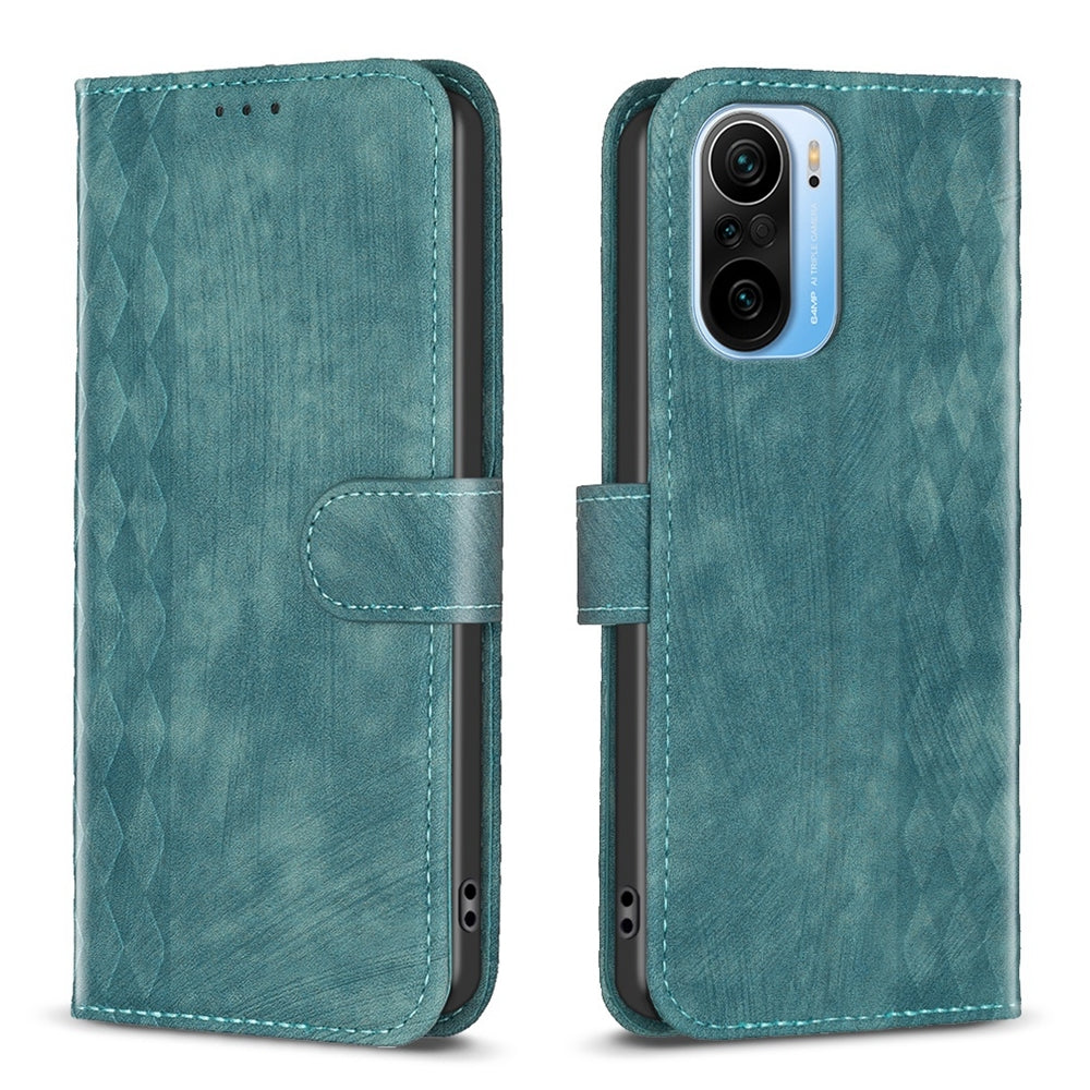 For Xiaomi 11i Case - Embossed Plaid Leather Wallet Cover with Card Slots, Kickstand, and 360 degree Protection