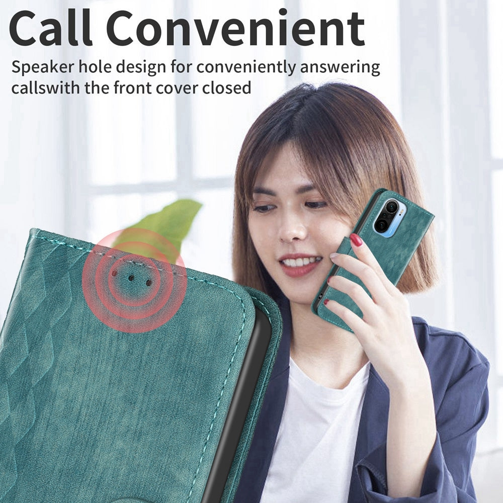 For Xiaomi 11i Case - Embossed Plaid Leather Wallet Cover with Card Slots, Kickstand, and 360 degree Protection