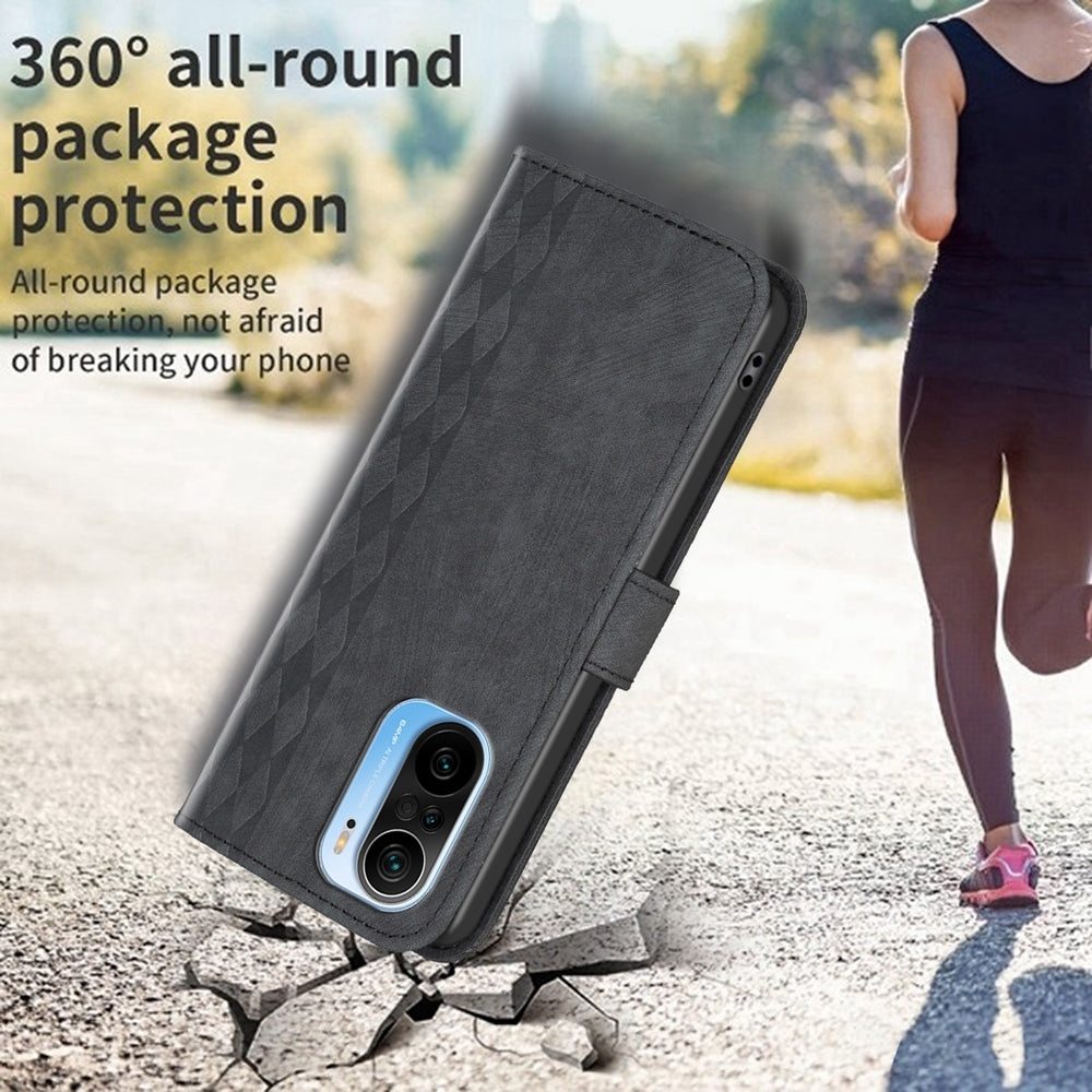 For Xiaomi 11i Case - Embossed Plaid Leather Wallet Cover with Card Slots, Kickstand, and 360 degree Protection