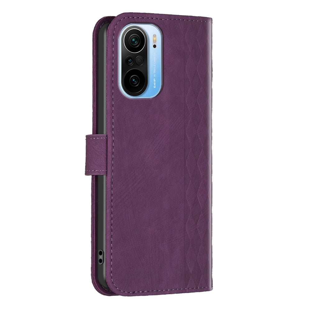 For Xiaomi 11i Case - Embossed Plaid Leather Wallet Cover with Card Slots, Kickstand, and 360 degree Protection