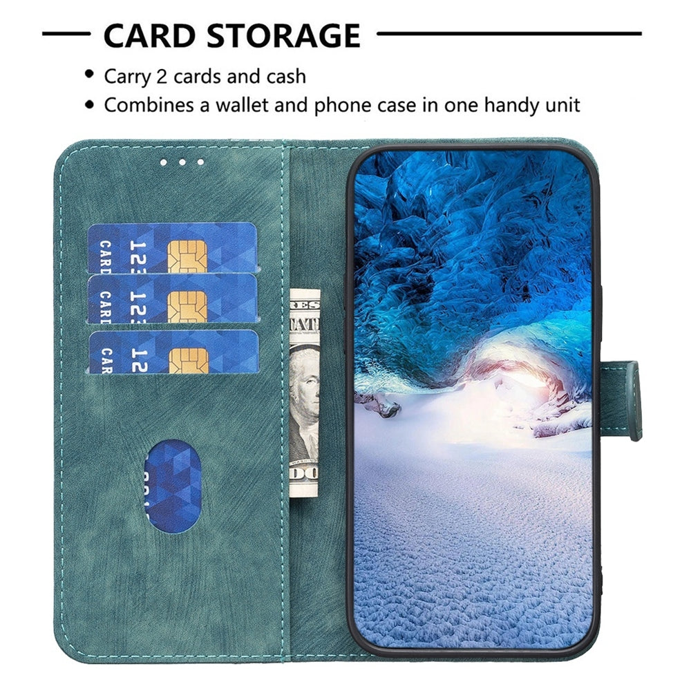 For Xiaomi 11T Pro Case - Embossed Plaid Leather Wallet Cover with Card Slots, Kickstand, and 360 degree Protection