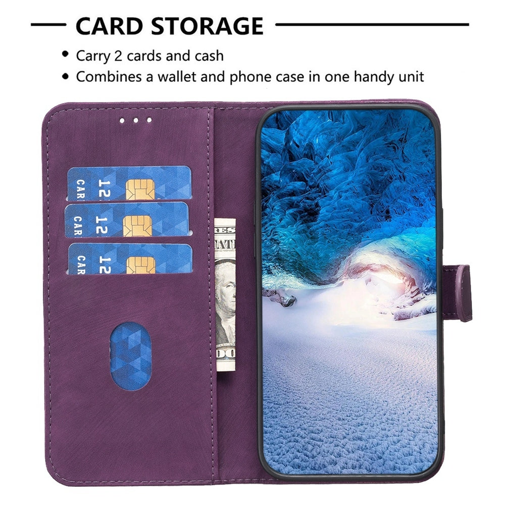 For Xiaomi 11T Pro Case - Embossed Plaid Leather Wallet Cover with Card Slots, Kickstand, and 360 degree Protection