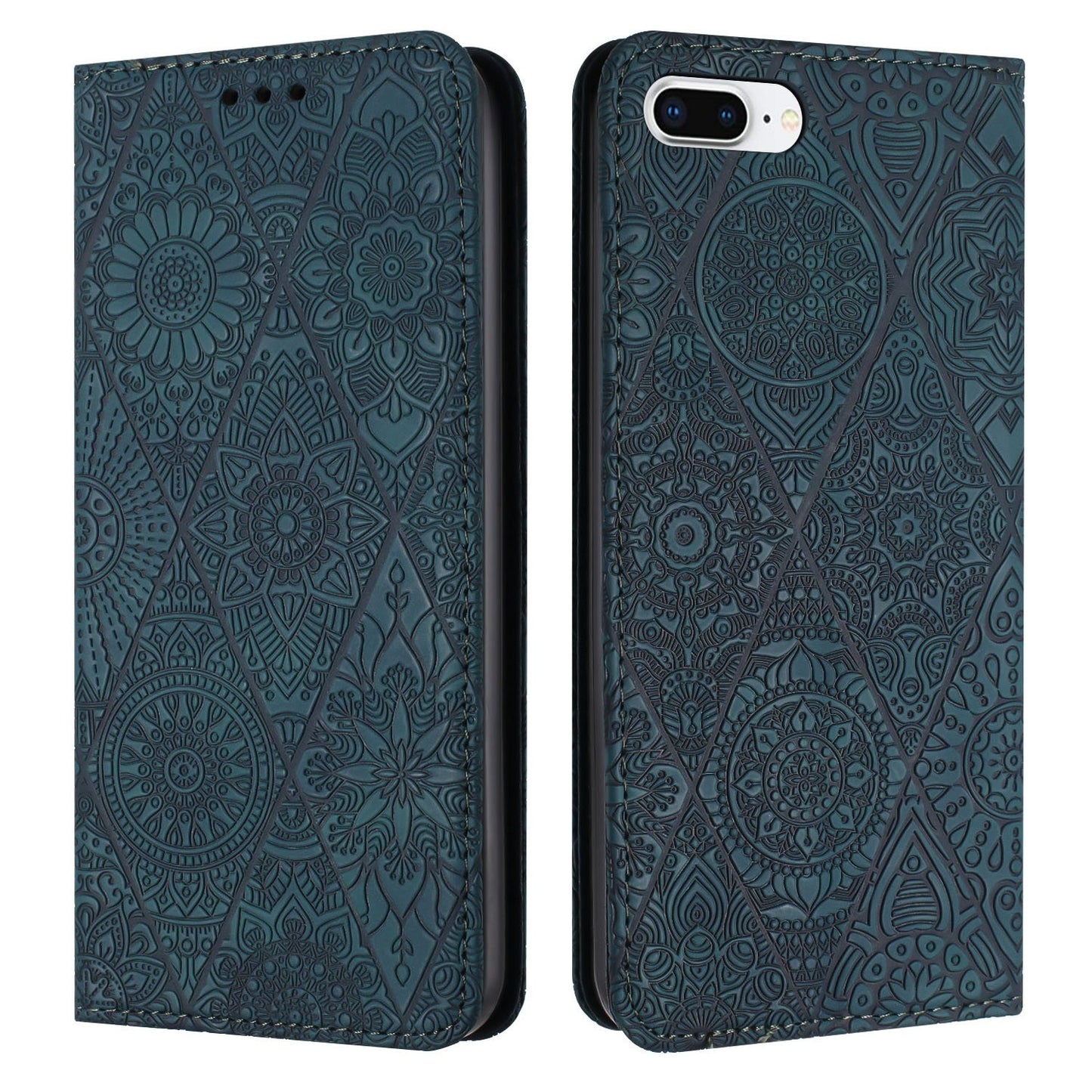 For iPhone 7 Plus / 8 Plus Ethnic Embossed Adsorption Leather Phone Case