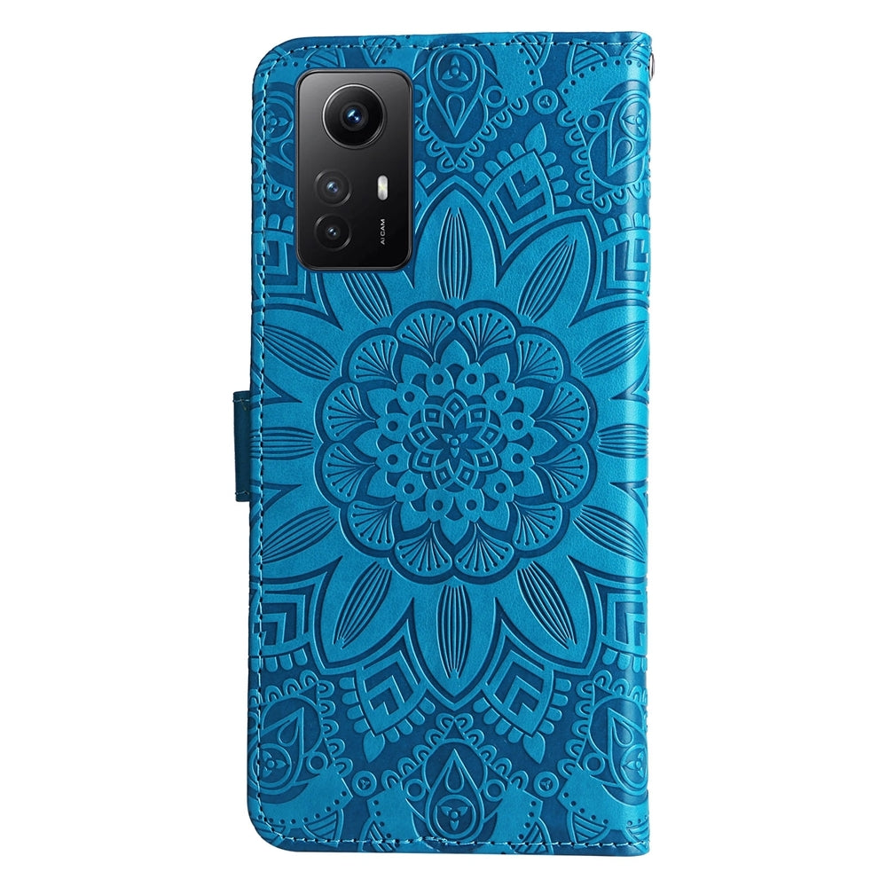 Xiaomi Redmi Note 12S 4G Sunflower Embossed Leather Wallet Phone Case with Kickstand and Card Holder