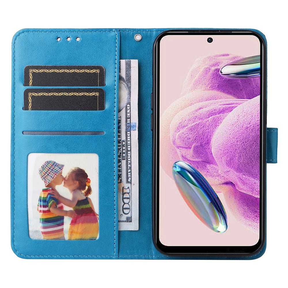 Xiaomi Redmi Note 12S 4G Sunflower Embossed Leather Wallet Phone Case with Kickstand and Card Holder