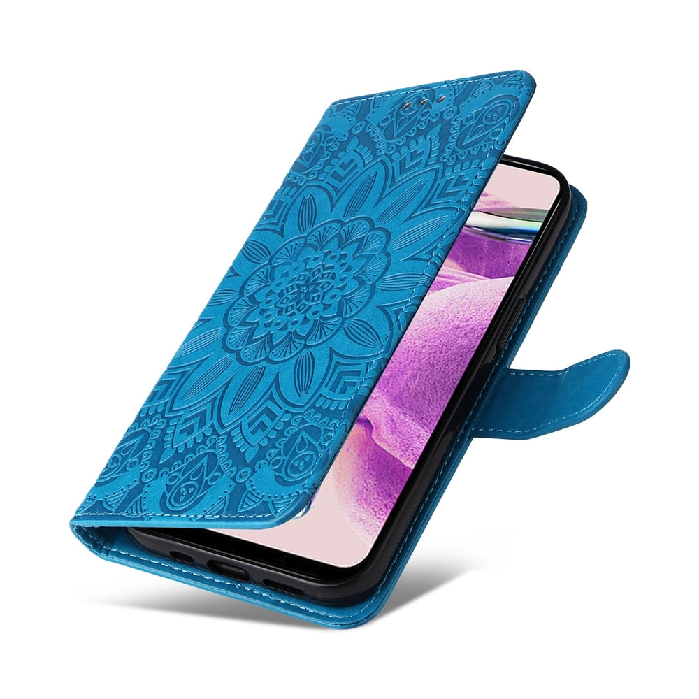 Xiaomi Redmi Note 12S 4G Sunflower Embossed Leather Wallet Phone Case with Kickstand and Card Holder