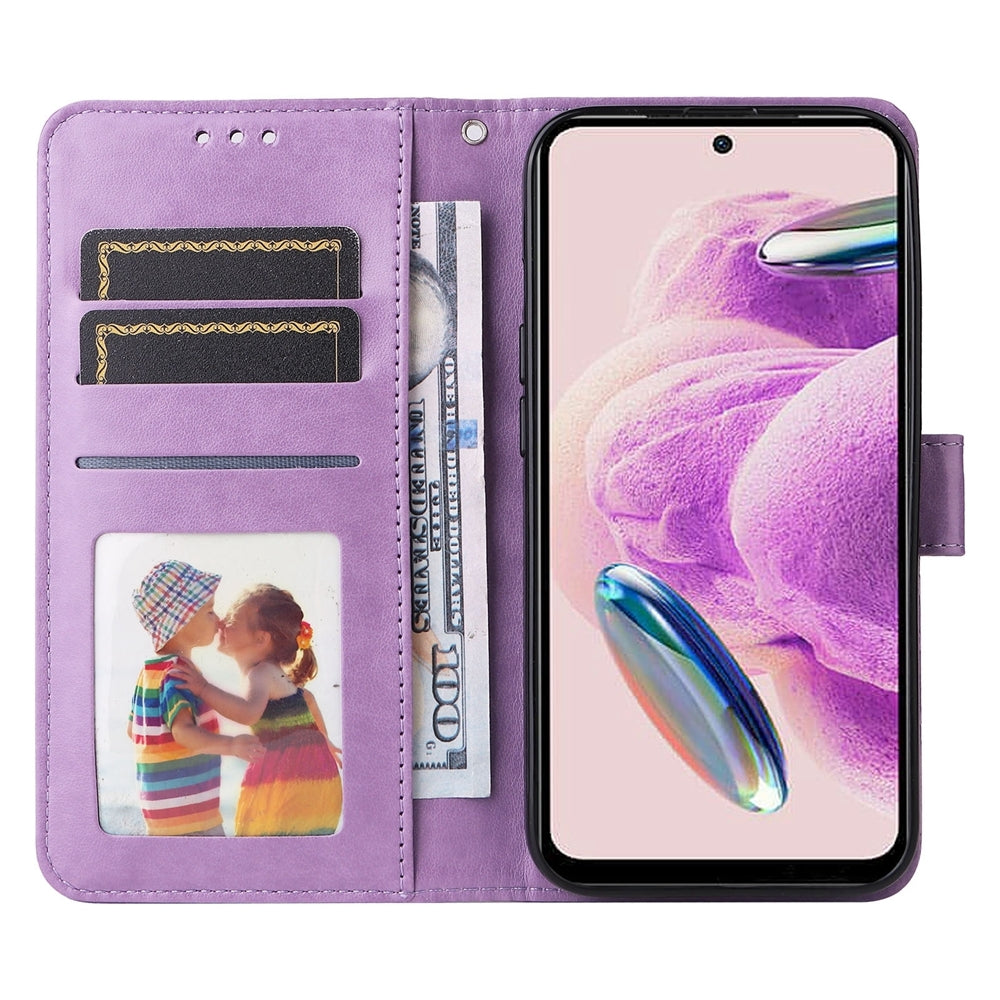 Xiaomi Redmi Note 12S 4G Sunflower Embossed Leather Wallet Phone Case with Kickstand and Card Holder
