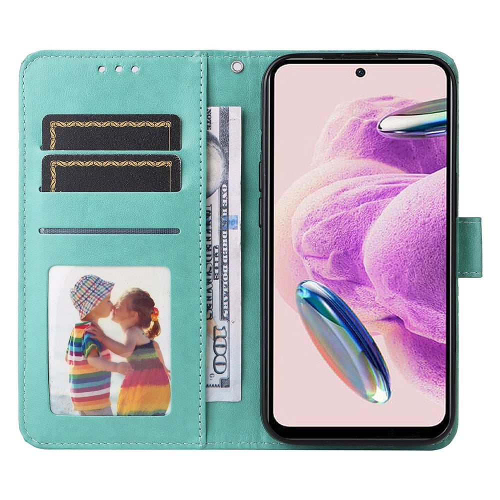 Xiaomi Redmi Note 12S 4G Sunflower Embossed Leather Wallet Phone Case with Kickstand and Card Holder