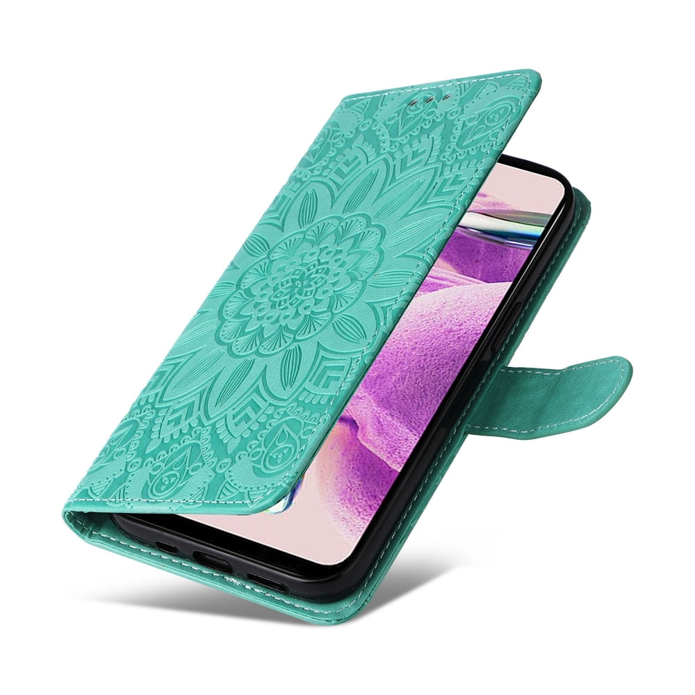 Xiaomi Redmi Note 12S 4G Sunflower Embossed Leather Wallet Phone Case with Kickstand and Card Holder
