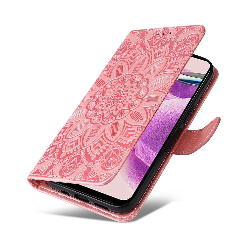 Xiaomi Redmi Note 12S 4G Sunflower Embossed Leather Wallet Phone Case with Kickstand and Card Holder