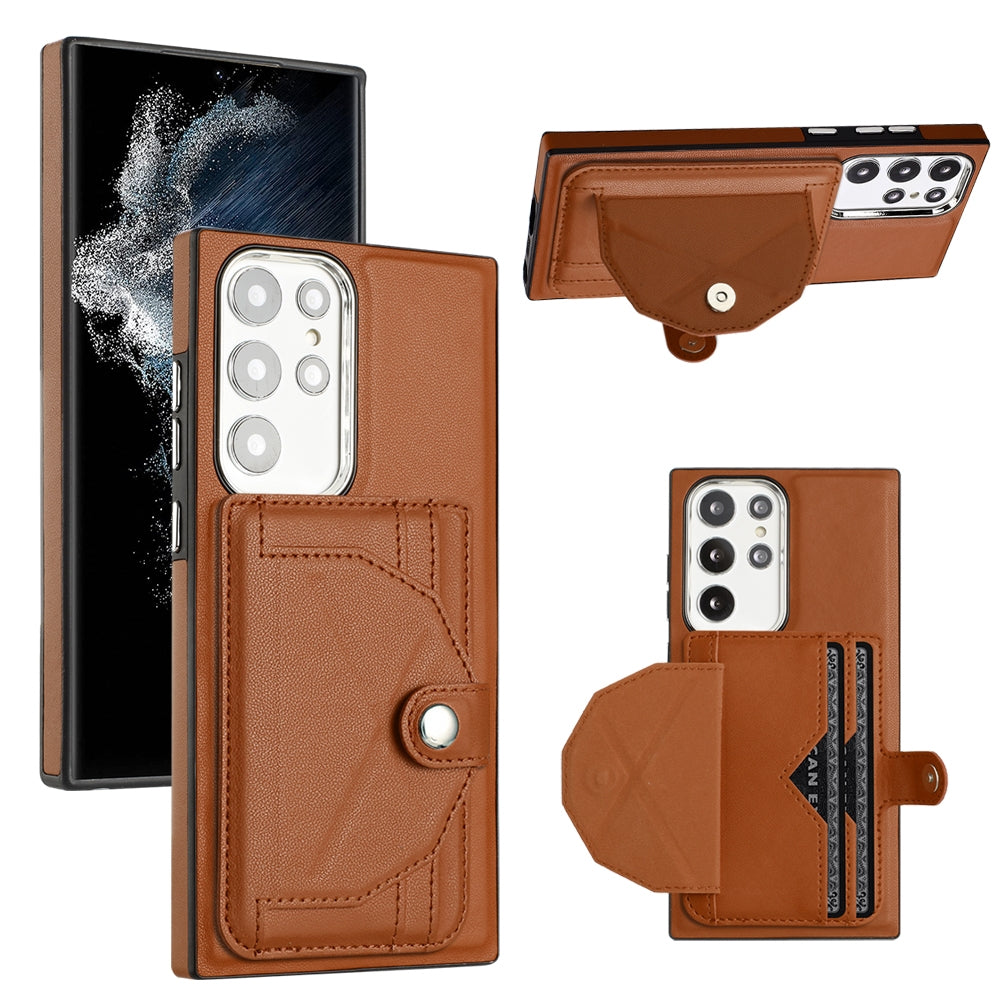 For Samsung Galaxy S22 Ultra 5G Leather Case - Shockproof with Card Holder, Durable Design