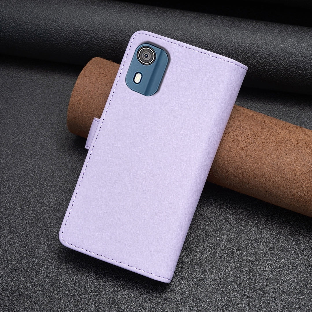 Nokia C02 Leather Flip Phone Case with Zipper Wallet and 9 Card Slots, Durable PU + TPU Material