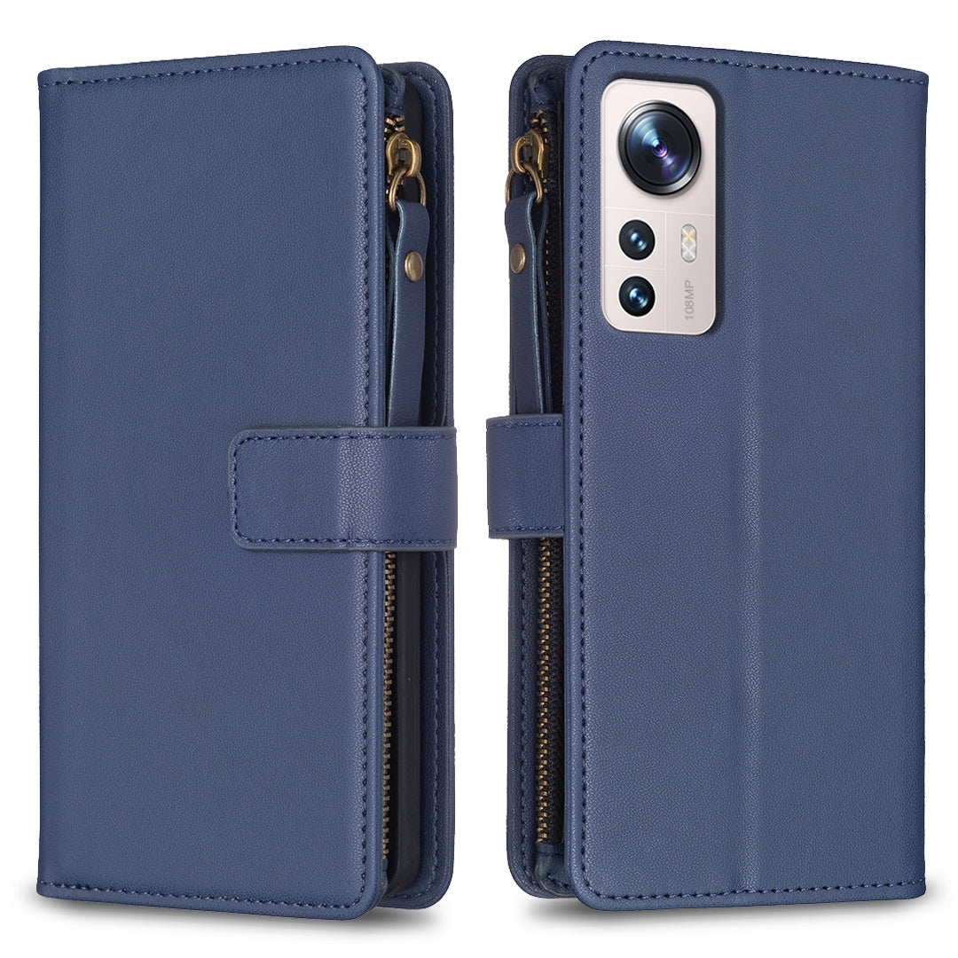 For Xiaomi 12 Lite Leather Flip Phone Case with Zipper Wallet and 9 Card Slots, Durable PU + TPU Material