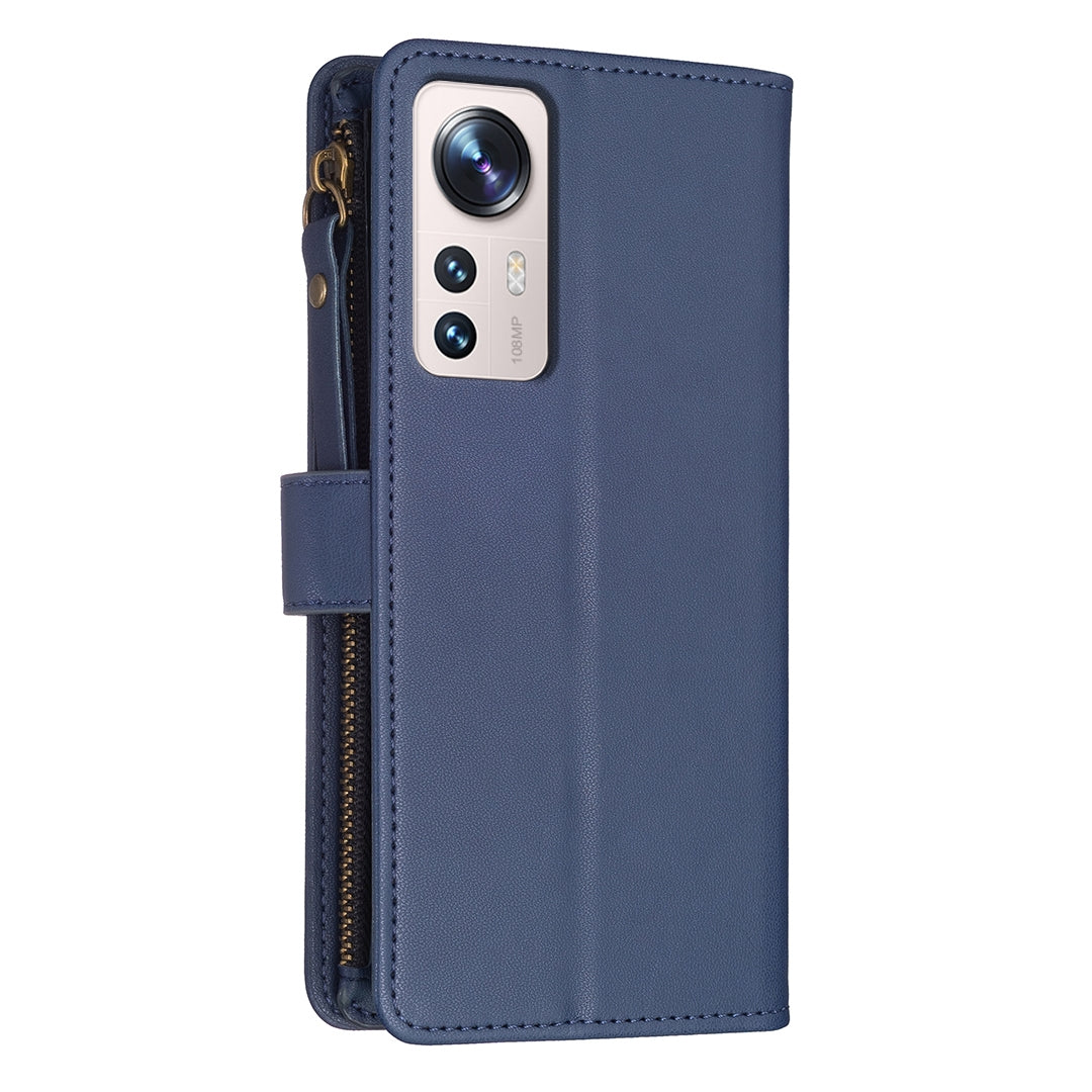 For Xiaomi 12 Lite Leather Flip Phone Case with Zipper Wallet and 9 Card Slots, Durable PU + TPU Material