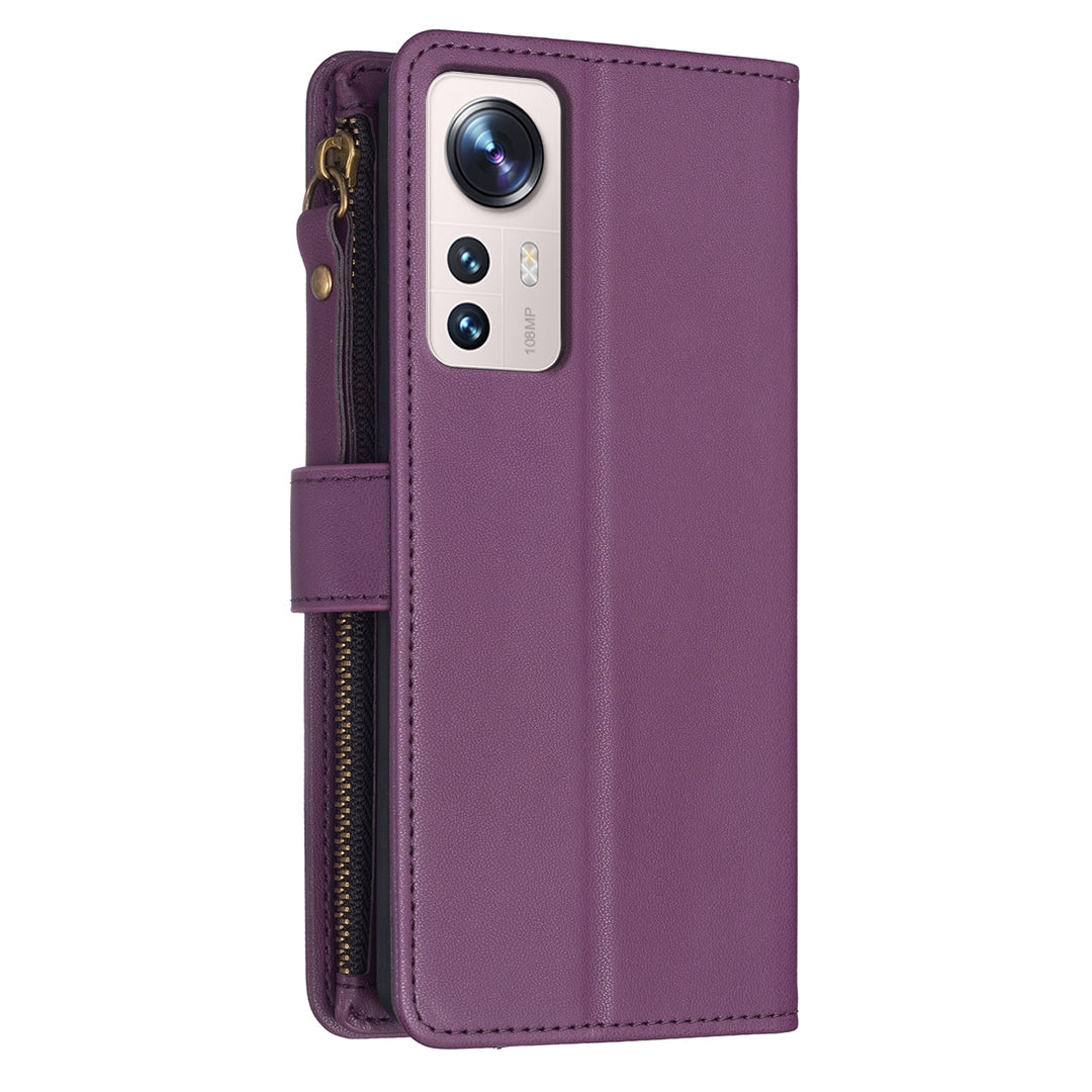 For Xiaomi 12 Lite Leather Flip Phone Case with Zipper Wallet and 9 Card Slots, Durable PU + TPU Material