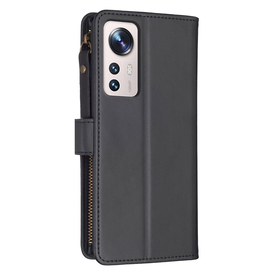 For Xiaomi 12 Lite Leather Flip Phone Case with Zipper Wallet and 9 Card Slots, Durable PU + TPU Material