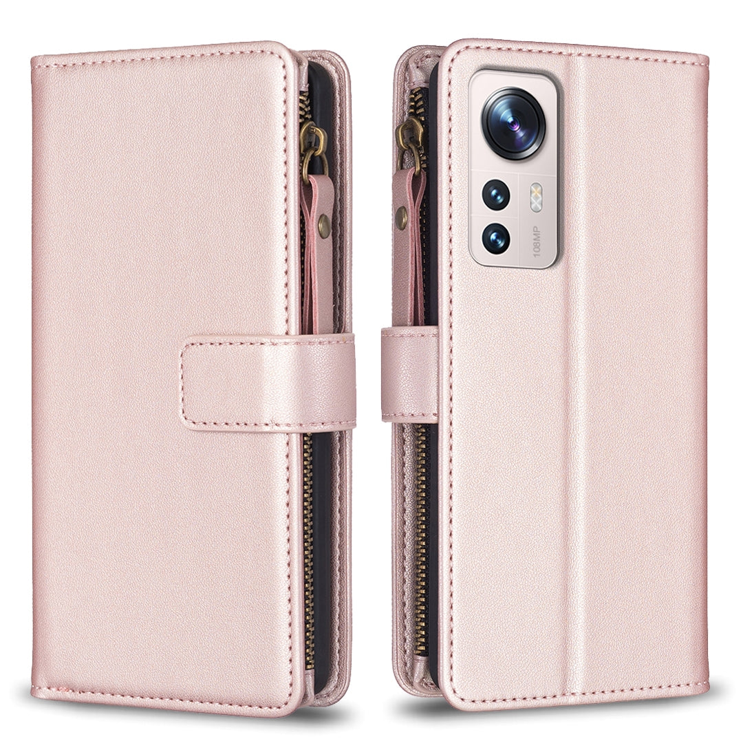 For Xiaomi 12 Lite Leather Flip Phone Case with Zipper Wallet and 9 Card Slots, Durable PU + TPU Material