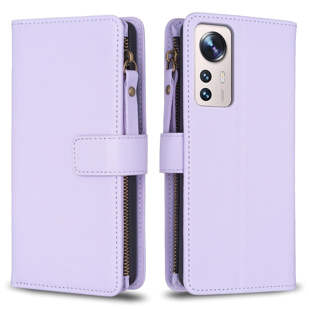 For Xiaomi 12 Lite Leather Flip Phone Case with Zipper Wallet and 9 Card Slots, Durable PU + TPU Material
