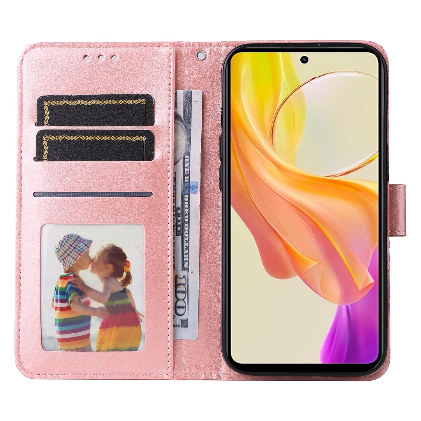For vivo Y78 5G Foreign Sunflower Embossed Leather Wallet Phone Case with Kickstand and Card Holder