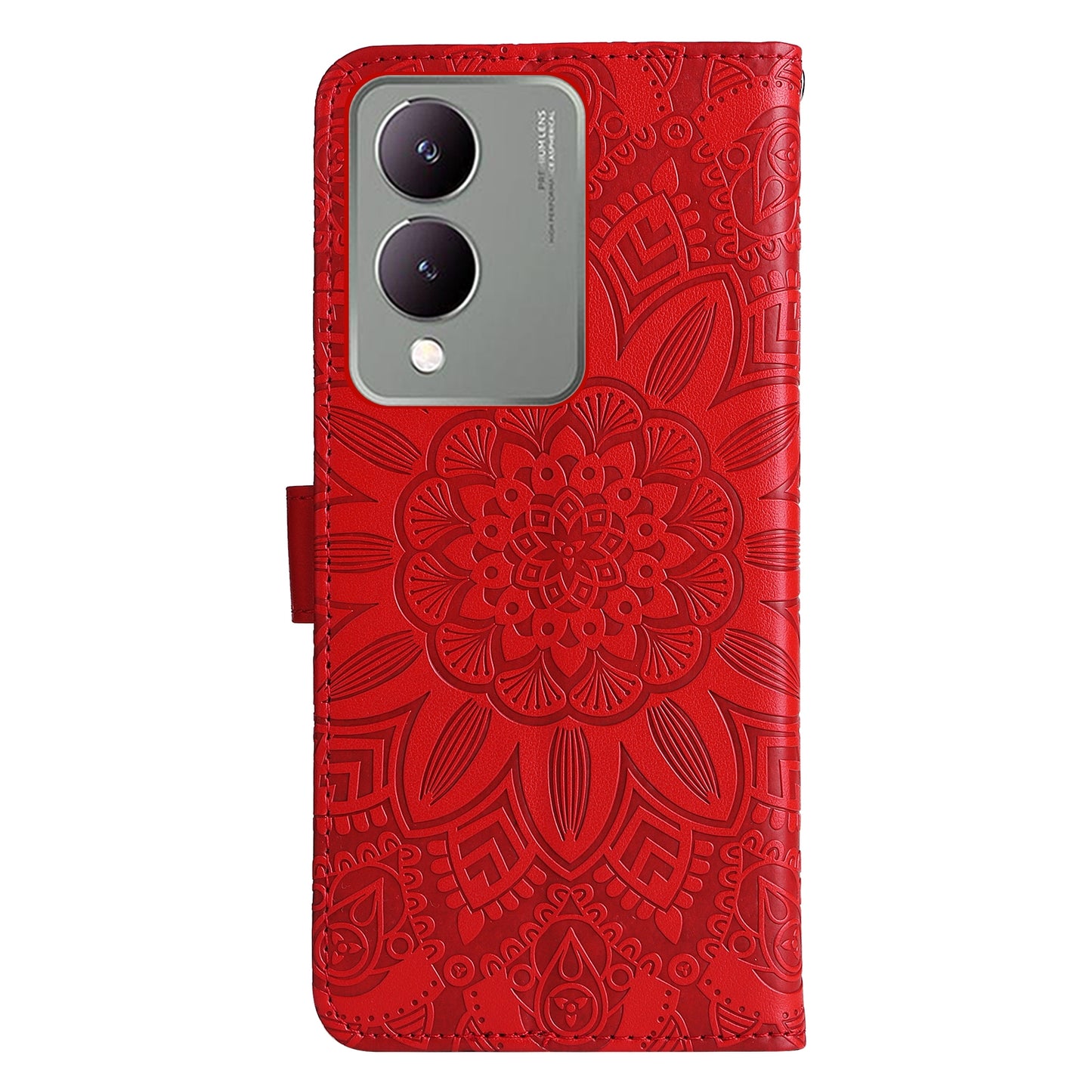 For vivo Y17s Sunflower Embossed Leather Wallet Phone Case with Kickstand and Card Holder