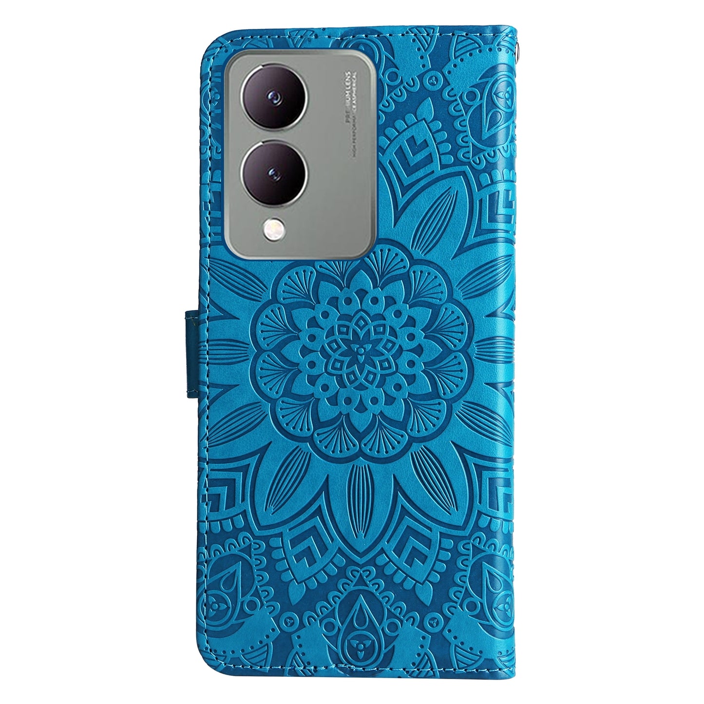 For vivo Y17s Sunflower Embossed Leather Wallet Phone Case with Kickstand and Card Holder