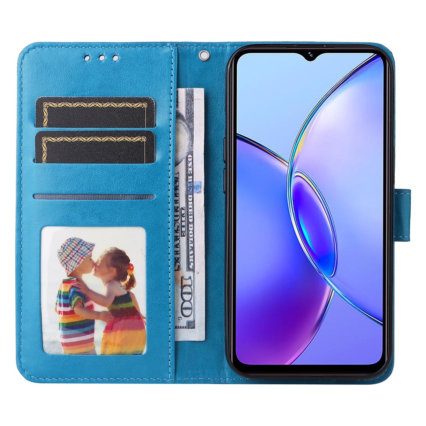 For vivo Y17s Sunflower Embossed Leather Wallet Phone Case with Kickstand and Card Holder